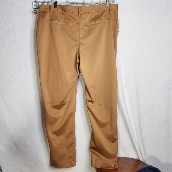 Royal Class Brand Golden Brown Flat Front Stretch Poly Straight Leg Pants Sz 40 - Picture 11 of 16